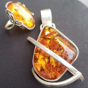 BALTIC AMBER PENDANT AND RING SET